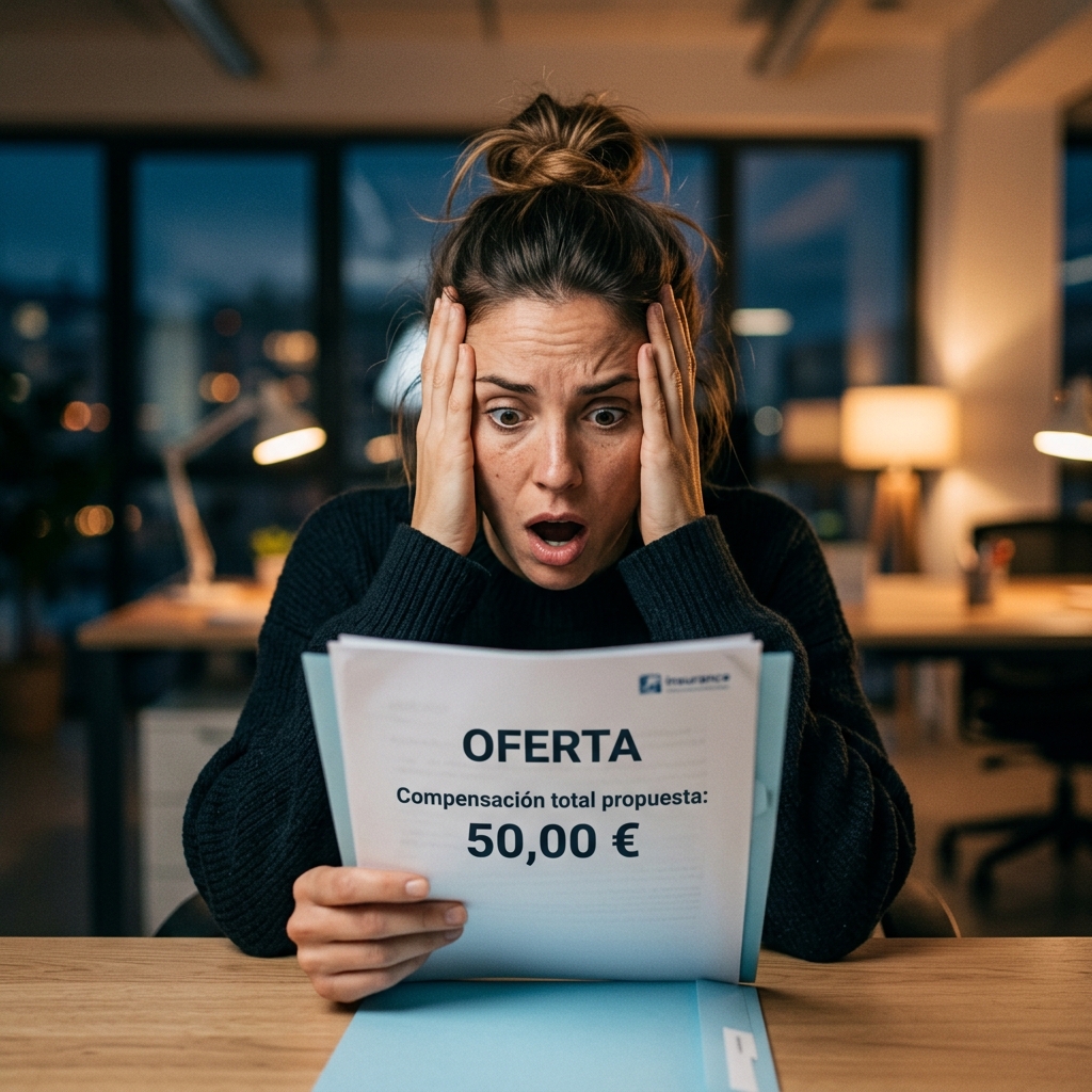 Mujer sorprendida al ver propuesta de 50€